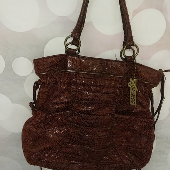 RAMPAGE Snake Skin Print Tote Bag Purse Handbag Snakeskin Print Auburn - Picture 6 of 8